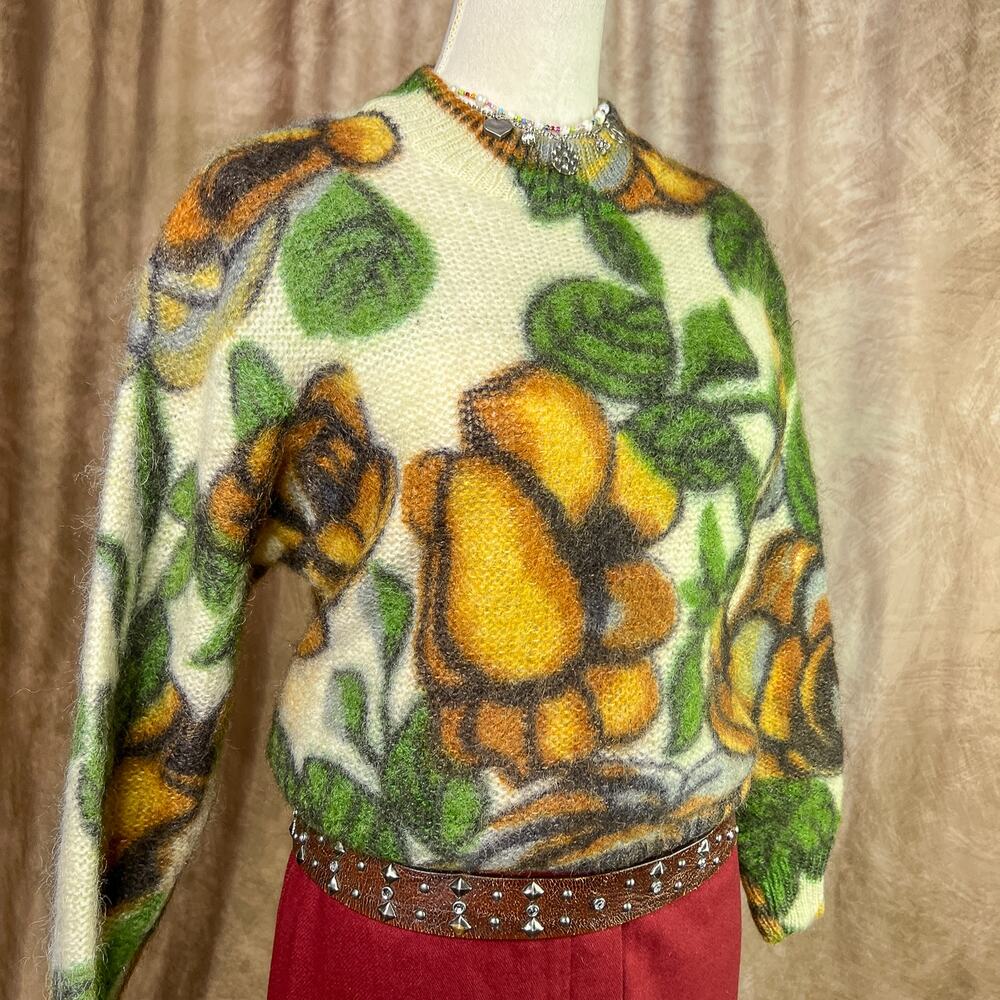 Vintage Fairy Grunge Sweater 80s Chinese Floral Chunky Multicolor Renaissance - Picture 8 of 8